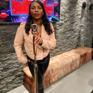 Wore this pink jacket to a karaoke bar